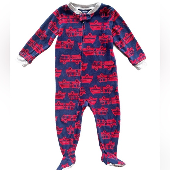 Carter’s 3T Boys Fleece Firetruck Footed  Onesie Pajamas - Picture 1 of 5